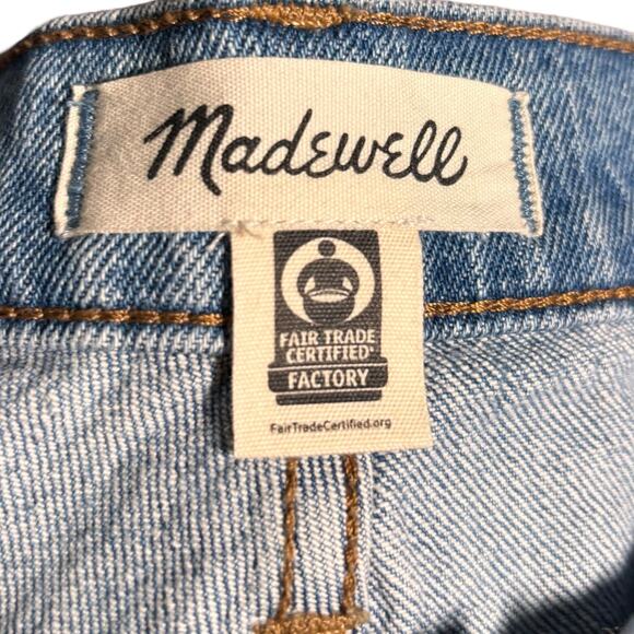 Madewell Mid-Rise Perfect Vintage Straight Jeans Raw Hem Size 28 Medium Wash - Picture 7 of 9
